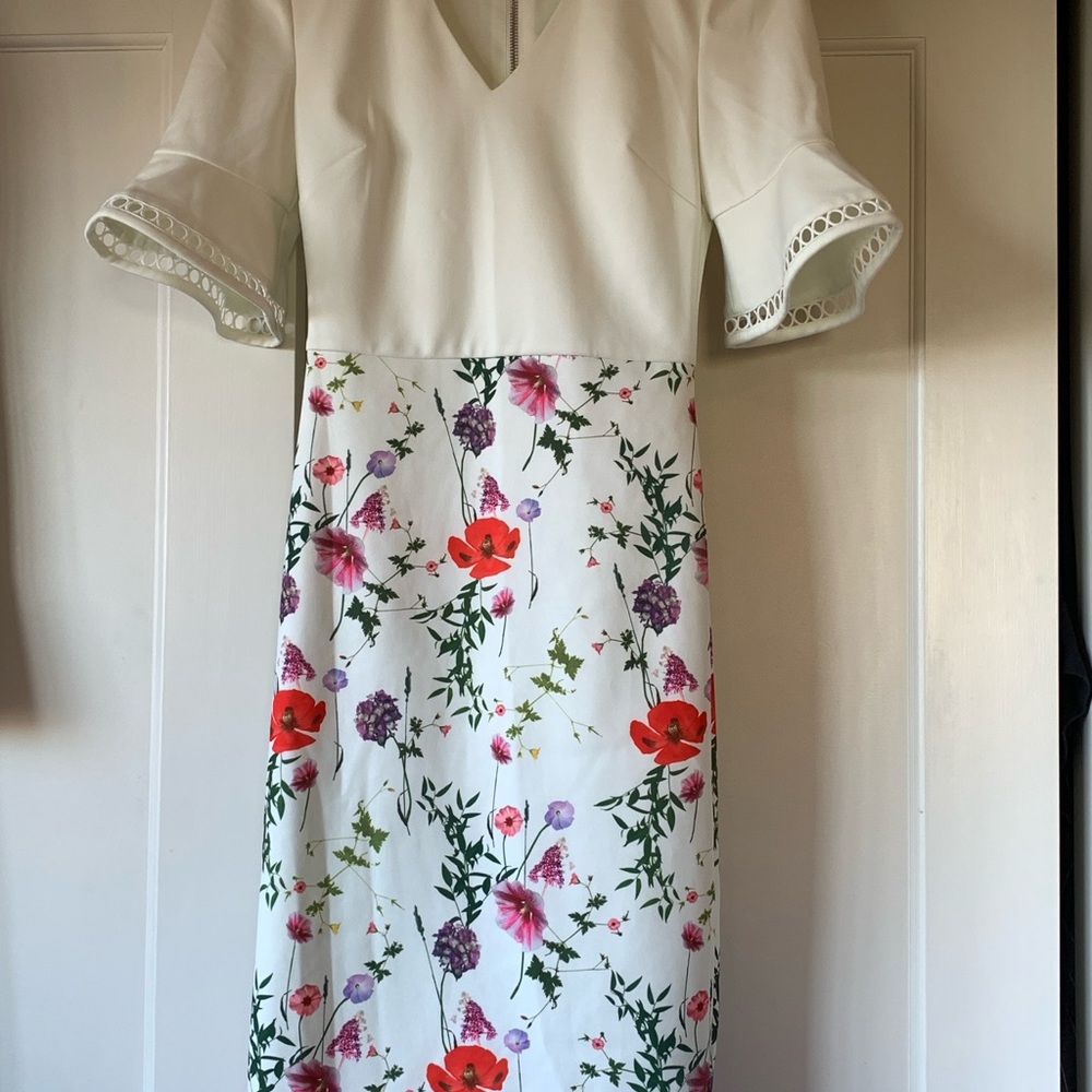 Ted Baker White Dress with Floral Design